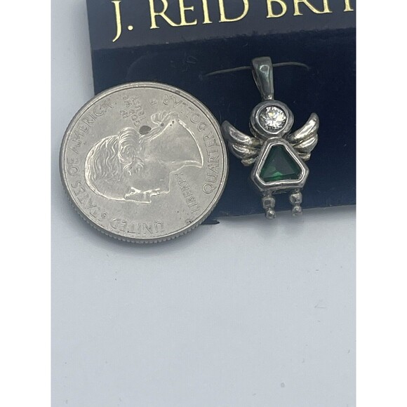 Sterling Silver Birthstone Angel Pendant With Emerald Color Cubic Zirconia New - Picture 4 of 5